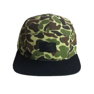 Camo 5 panel baseball flat brim snapback cap