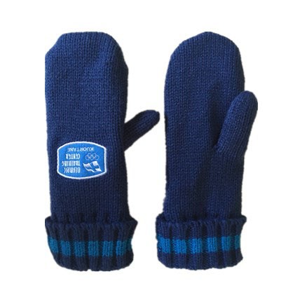 Knitted Mittens embroidery logo Knitted with polar fleece lining