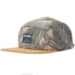 Leaves printed 5 panel baseball flat brim snapback cap