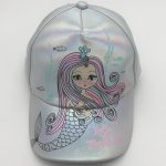 Metallic Silver PU material Mermaids cap children hat