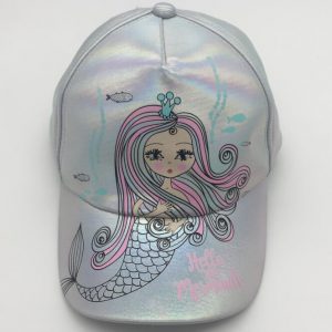 Metallic Silver PU material Mermaids cap children hat