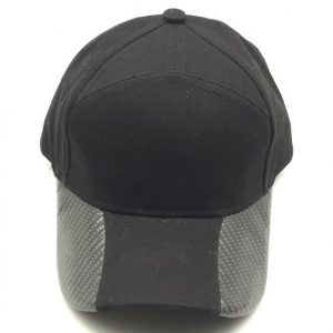Black cotton and carbon fiber 7-panel cap