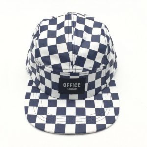 Blue and White Checked Camper Hat