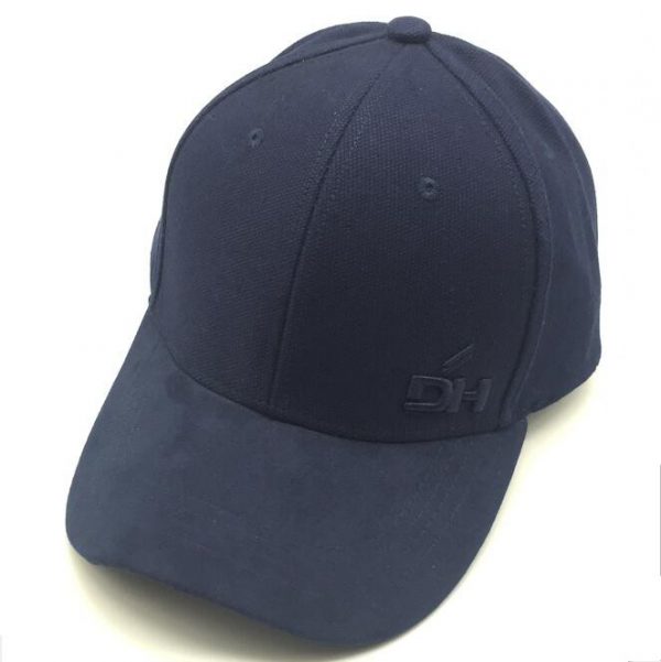 Navy canvas and suede baseball cap