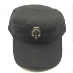 Black canvas metal emblem military cap