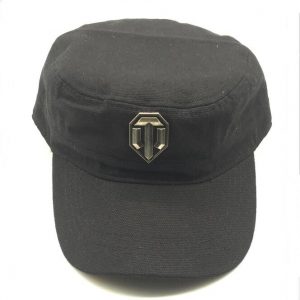 Black canvas metal emblem military cap