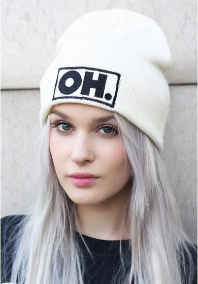 Embroidery folding beanie