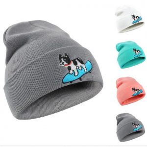 Embroidery folding beanie for kids