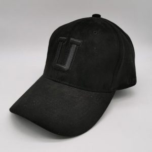Cappellino da baseball UZZI con ricamo 3D in pelle scamosciata nera