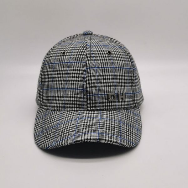 Ladies checked embroidery peak