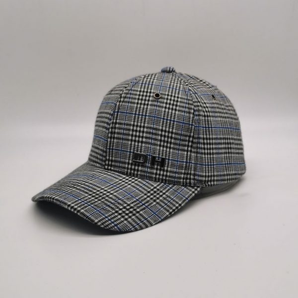 Ladies checked embroidery peak