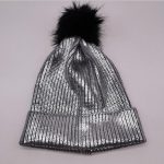Shinning printed pompom beanie