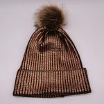 Shinning printed pompom beanie