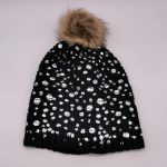 Shinning printed dots pompom beanie