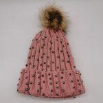 Ladies stones studded pompom beanie