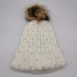 Pearls studded pompom beanie