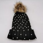 Pearls studded pompom beanie
