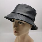 Unisex Fashion Bucket Hat PU Leather Rain Hat Waterproof Fisherman Hat