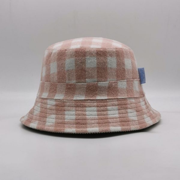 Rpet winter baffled checked bucket hat