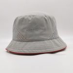 Light grey laser cut out floppy silver TPU branding bucket hat