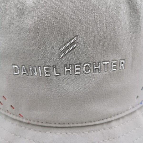 Light grey laser cut out floppy silver TPU branding bucket hat