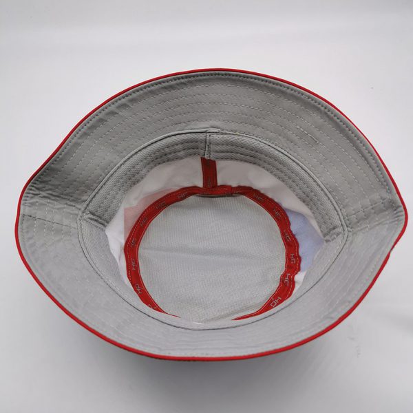 Light grey laser cut out floppy silver TPU branding bucket hat