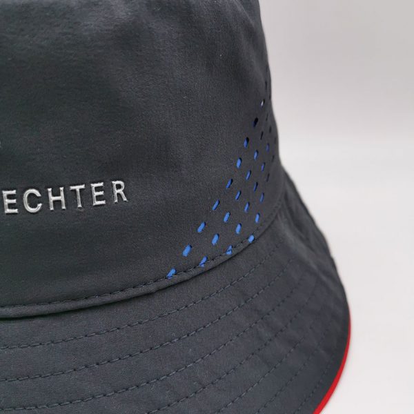 Charcoal laser cut out floppy silver TPU branding bucket hat