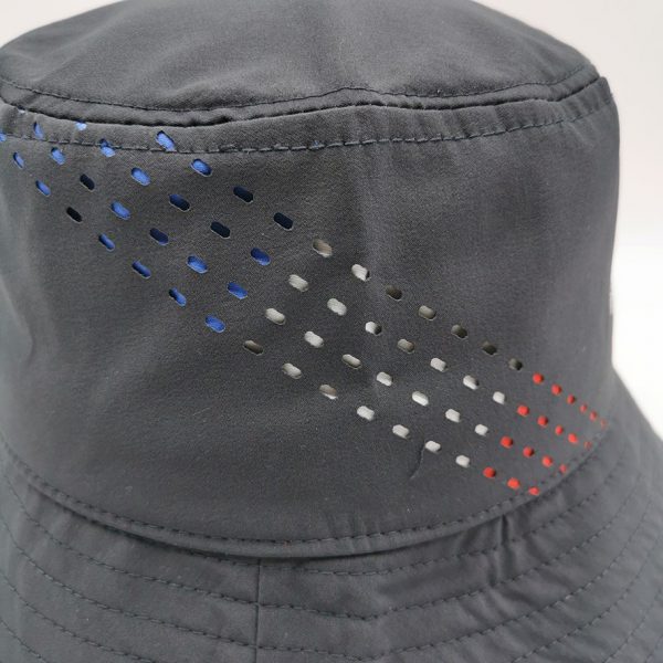Charcoal laser cut out floppy silver TPU branding bucket hat