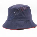 Navy laser cut out floppy silver TPU branding bucket hat