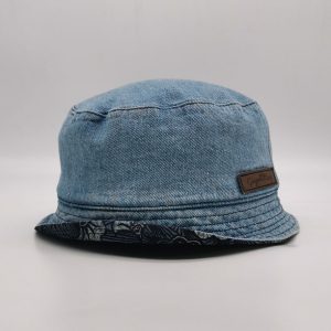 Short brim fedora hat washed jean floppy
