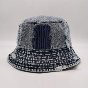 Vintage 100% Cotton Denim Bucket Hat Casual Outdoor Boonie Hat