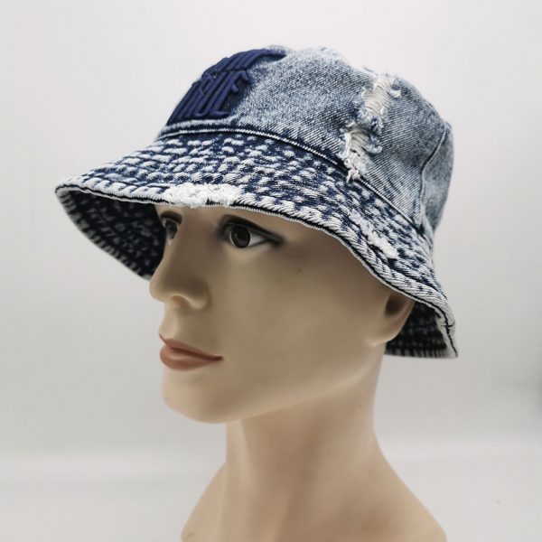 Vintage 100% Cotton Denim Bucket Hat Casual Outdoor Boonie Hat