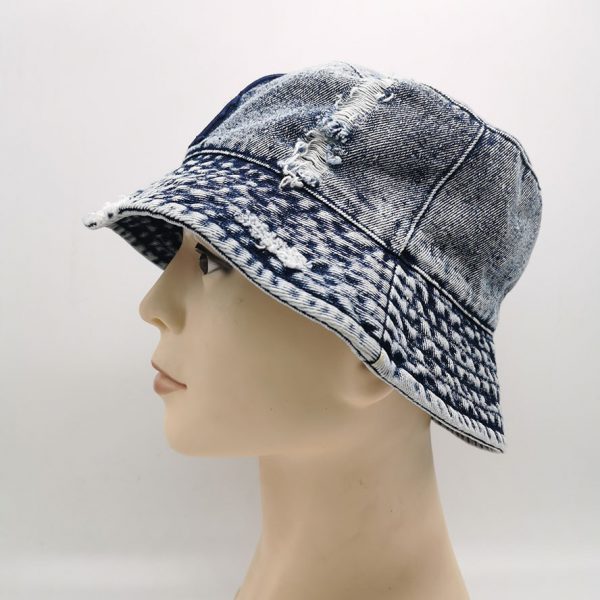 Vindima 100% Algodão Denim Bucket Hat Casual Outdoor Boonie Hat