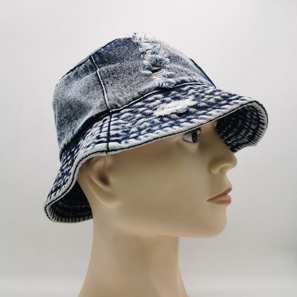 Vintage 100% Cotton Denim Bucket Hat Casual Outdoor Boonie Hat
