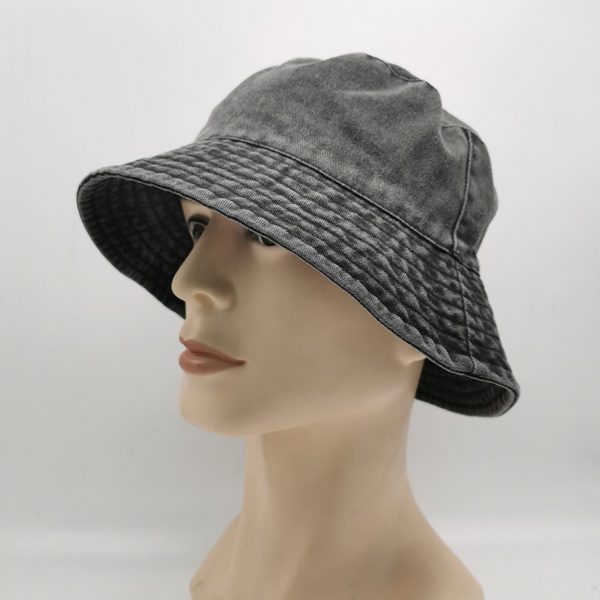 Plain Washed Denim Washed Cotton Bucket Hat Summer Outdoor Cap