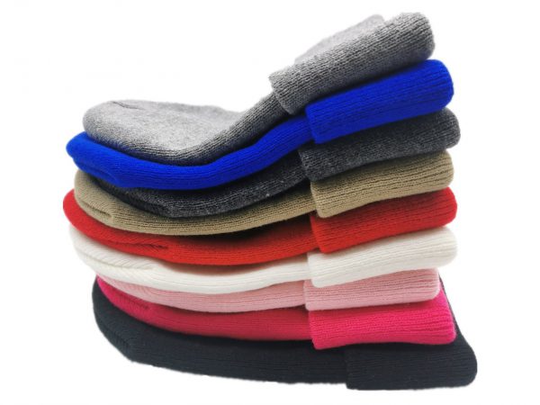 Plain unisex acrylic cuff beanies, folding beanie hats