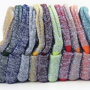 Reflective yarn cuff beanie folding knitted hat