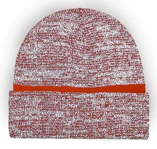 Reflective yarn cuff beanie folding knitted hat