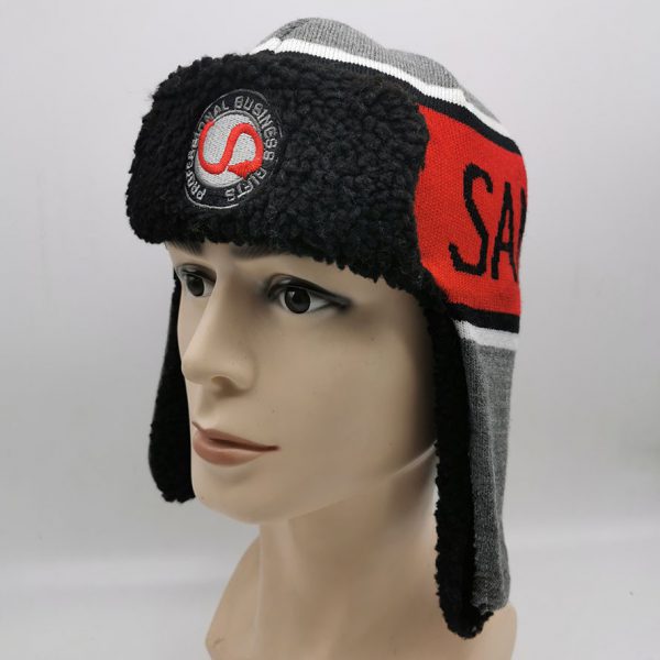 Ear Flaps Sherpa Ski Snow Hats Knit Fleece Lined