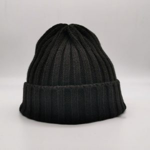 Dark Recycled Polyester Beanie Hat Rib Knit ECO Friendly