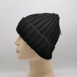 Dark Recycled Polyester Beanie Hat Rib Knit ECO Friendly