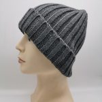 Light Gray Recycled Polyester Beanie Hat Rib Knit ECO Friendly