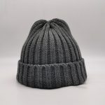 Light Gray Recycled Polyester Beanie Hat Rib Knit ECO Friendly