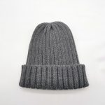 Light Gray Recycled Polyester Beanie Hat Rib Knit ECO Friendly