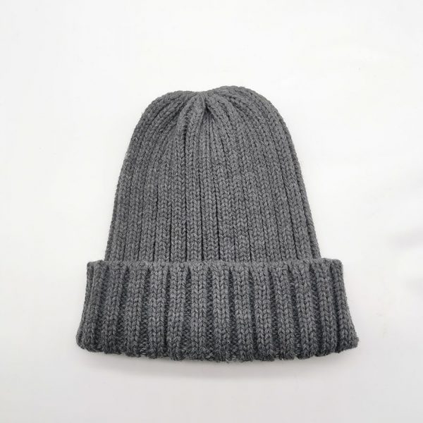 Light Gray Recycled Polyester Beanie Hat Rib Knit ECO Friendly