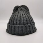 Charcoal Recycled Polyester Beanie Hat Rib Knit ECO Friendly