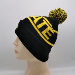 Customized Pom Hats Jacquard Embroidery Patched Beanie Hats