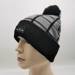 Customized Pom Hats Jacquard Embroidery Patched Beanie Hats