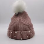 Pom beanie hat with beans decorated