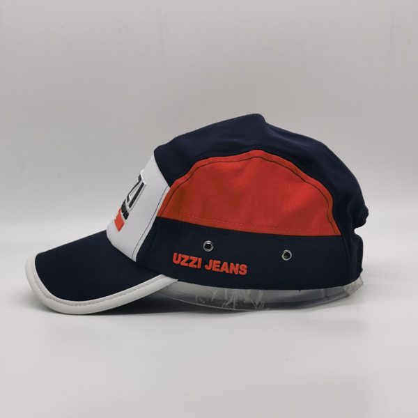 UZZI 3 Tone Navy Red White Fashion Camper Cap Classic Jockey Hat